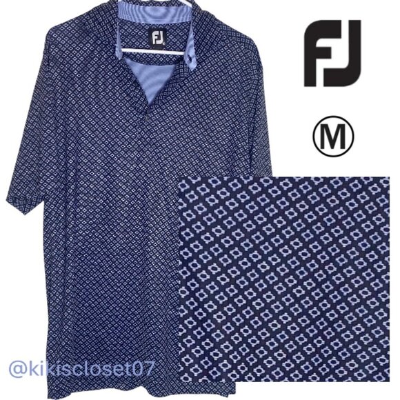 FootJoy Blue Diamon Print Golf Polo / M - Picture 1 of 11